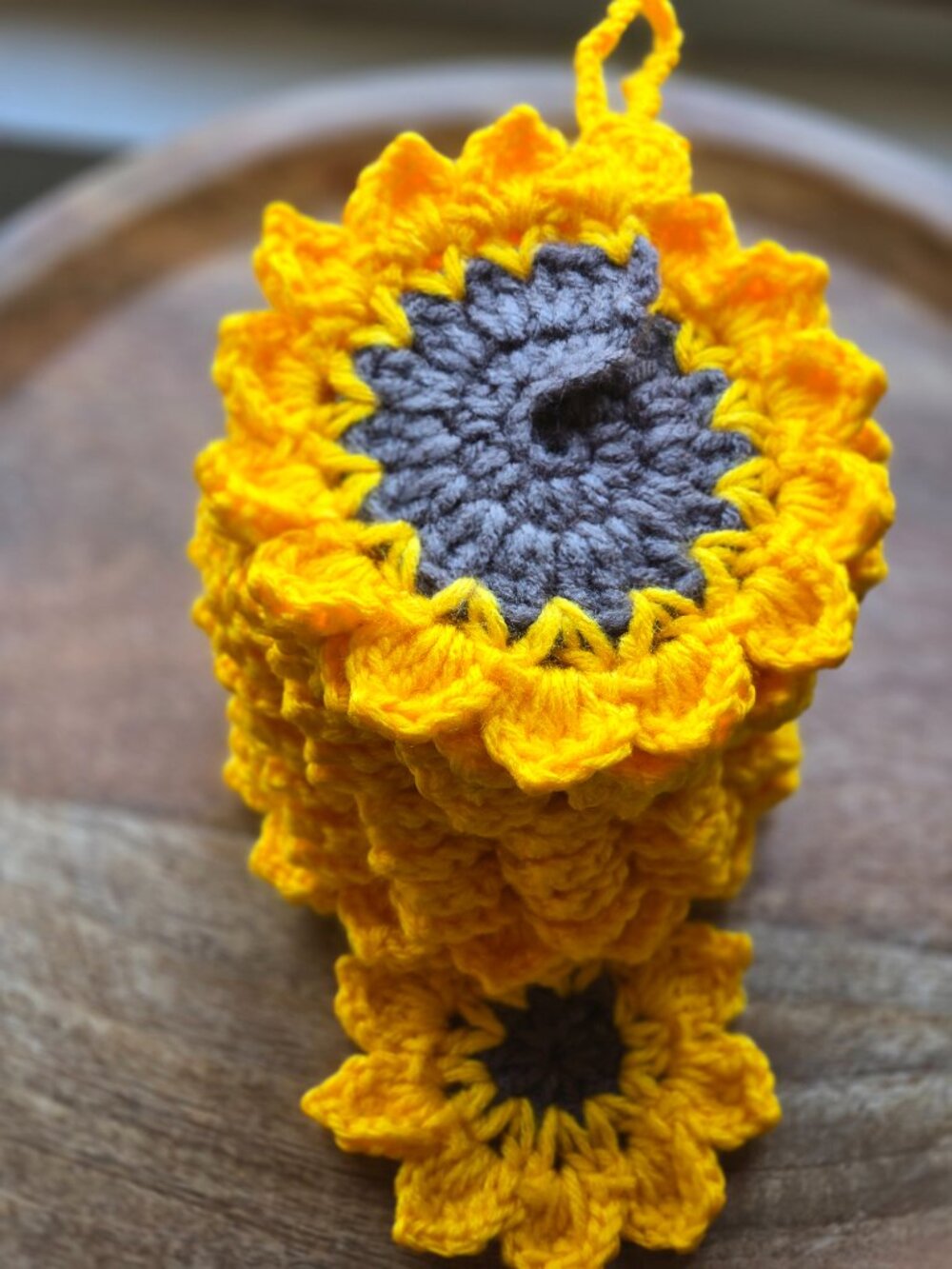 Handmade Crochet Sunflower Windspinner